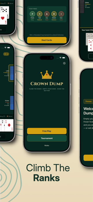 Crown Dump home screen with Free Play and Tournament