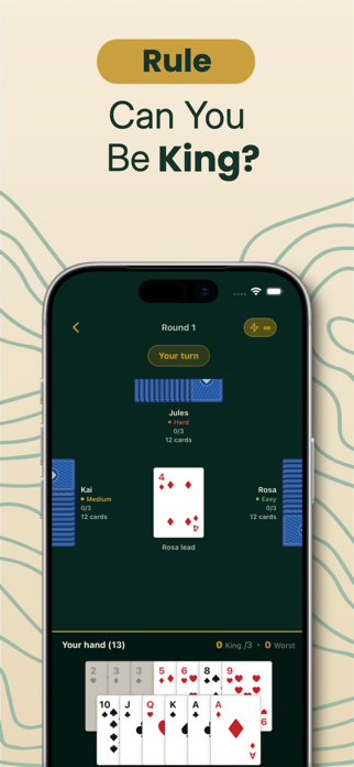 Crown Dump in-game table, your turn against AI opponents